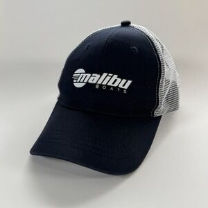 Malibu Boats Mesh Snapback Trucker Hat Baseball Blue Logo Cap Three In Wakeboard